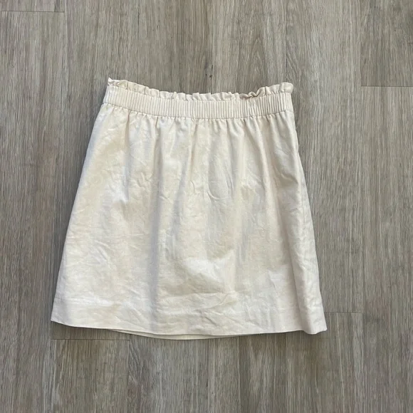 J. Crew Linen Blend Cream Mini Skirt | Elastic Waist A-Line size 8 - Picture 2 of 5
